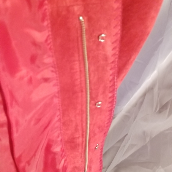 Womens Red Suede Jacket Taylored Size 8 100% Leather Suade Coat - Picture 7 of 8